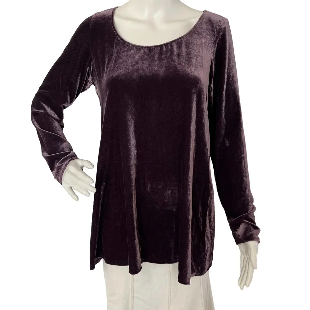 Eileen Fisher Scoop Neck Velvet Long Sleeve Tunic Top Women Size S-XS - Picture 16 of 16